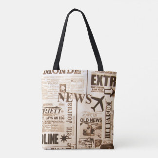 Fashion Forward Vintag Newspaper Print Tasche