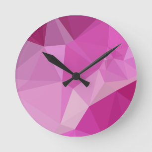 Fashion Fuchsia Pink Abstract Low Polygon Backgrou Runde Wanduhr