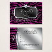 Fashion Gift Card Salon Zebra Glitzer Silber Pink (Vorne & Hinten)