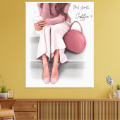 Fashion Girl, aber erster Kaffee Leinwanddruck (Insitu (Wohnzimmer))