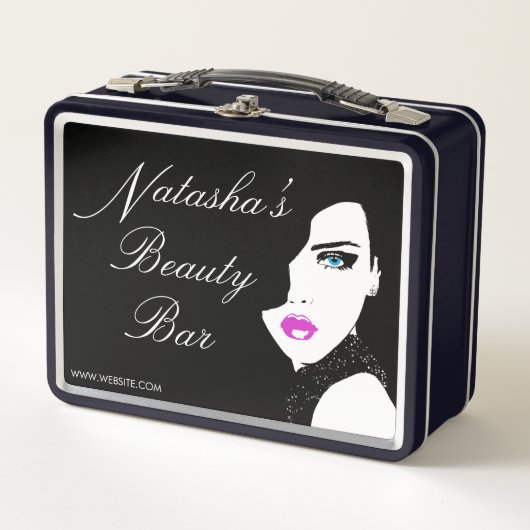 Fashion Girl Black Pink Bar Metal Box Metall Brotdose (Vorderseite)