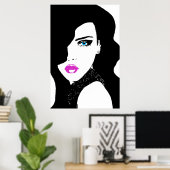 Fashion Girl Black Pink Blue Poster (Heimbüro)