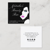 Fashion Girl Black Pink Schönheit Bar Quadratische Visitenkarte (Vorne/Hinten)