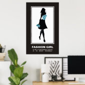 Fashion Girl Blue aquamarin Leopard Print Poster (Heimbüro)