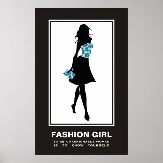 Fashion Girl Blue aquamarin Leopard Print Poster (Vorne)