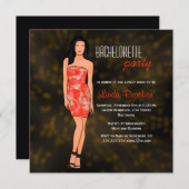 Fashion Girl Dress Lights Bachelorette Einladung (Vorne/Hinten)