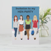 Fashion Girls Hen Party Einladung (Stehend Vorderseite)