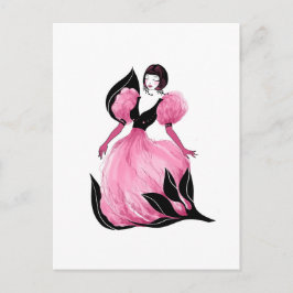 Fashion glamour beautiful watercolor illustration postkarte