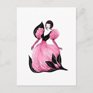 Fashion glamour beautiful watercolor illustration postkarte
