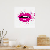 Fashion Glamour trendy Make-up Lips Kuss pink Poster (Küche)