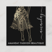 Fashion Gold Lace Dress Logo QRCode Shop Beautique Quadratische Visitenkarte (Vorderseite)