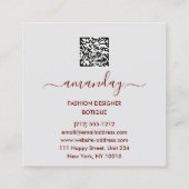 Fashion Gold Red Dress Logo QRCode Floral Quadratische Visitenkarte (Rückseite)