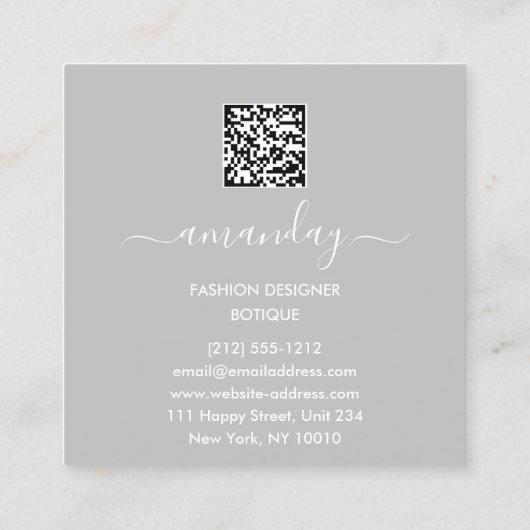 Fashion Gold Red Dress Logo QRCode Floral Quadratische Visitenkarte (Rückseite)