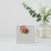 Fashion Gold Red Dress Logo QRCode Floral Quadratische Visitenkarte (Stehend Vorderseite)