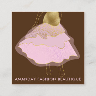 Fashion Golden Dress Logo QR Stylist Online Brown Quadratische Visitenkarte
