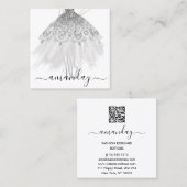 Fashion Grau Glitzer Dress Logo QR Stylist Weiß Quadratische Visitenkarte (Vorne/Hinten)