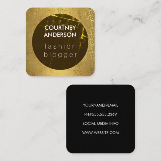 Fashion Grunge Luxe Gold Speck Quadratische Visitenkarte (Vorne/Hinten)