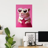 Fashion Hamster in Pink Dress - Cute Animal Poster (Heimbüro)
