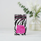 Fashion Handbag Rose Purse Pink Diamonds Zebra Visitenkarte (Stehend Vorderseite)