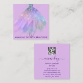 Fashion Holograph Glitzer Dress Logo QR Stylist Quadratische Visitenkarte (Vorne/Hinten)