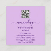 Fashion Holograph Glitzer Dress Logo QR Stylist Quadratische Visitenkarte (Rückseite)