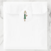 Fashion illustration green dress stickers (Tasche)