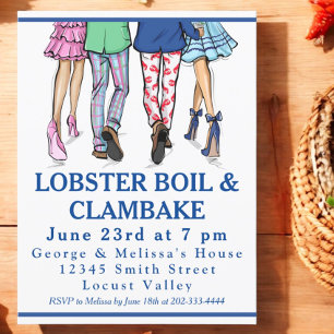Fashion Illustration Lobster Boil Clambake Party Einladung
