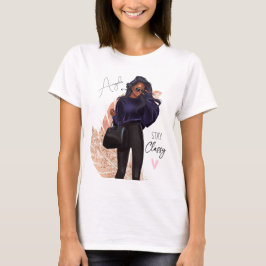 Fashion Imitate Glitzer Girl Red Hair Brown Pink T-Shirt