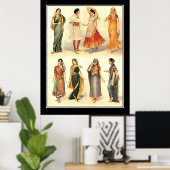 Fashion India Saree Vintage Poster (Heimbüro)