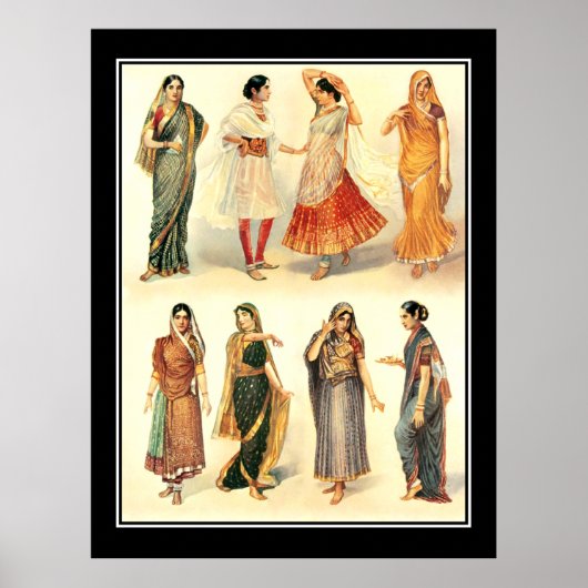 Fashion India Saree Vintage Poster (Vorne)