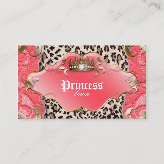 Fashion Jewelry Business Card Leopard Lace Coral Visitenkarte (Vorderseite)