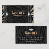 Fashion Jewelry Lace Zebra Leopard Modern Gold Visitenkarte (Vorne/Hinten)