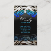 Fashion Jewelry Zebra Lace Blue Business Card Visitenkarte (Rückseite)