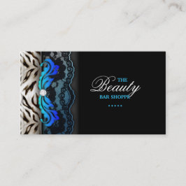 Fashion Jewelry Zebra Lace Blue Business Card Visitenkarte
