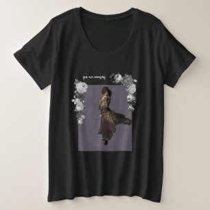 FASHION Kunst Girl White Black and Gran Schöne Große Größe T-Shirt