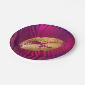 Fashion Lips Fuchsia Animal Print Pappteller (Schrägansicht)