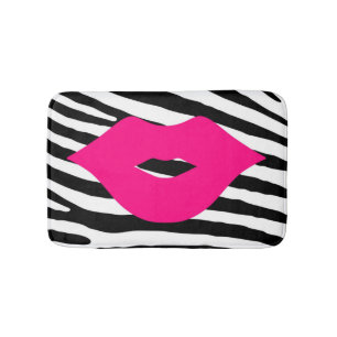 Fashion Lips Kuss Pink Girl Zebra Glamour Badematte