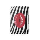 Fashion lips zebra Glamour gürtlich schwarz-weiß Badematte (Vorderseite Vertikal)