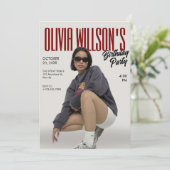 Fashion Magazine Foto Geburtstag Einladung (Stehend Vorderseite)