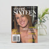 Fashion Magazine Yellow 16 . Geburtstag Party Einladung (Stehend Vorderseite)