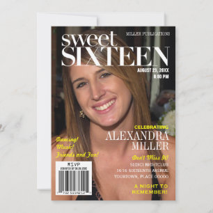 Fashion Magazine Yellow 16 . Geburtstag Party Einladung
