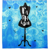 Fashion Mannequin Stand Blue Retro Vintag Duschvorhang (Vorderseite)