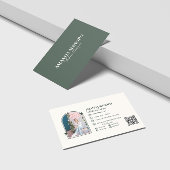 Fashion Minimalistische, grüne Scannable QR Code-G Visitenkarte