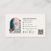 Fashion Minimalistische, grüne Scannable QR Code-G Visitenkarte (Rückseite)