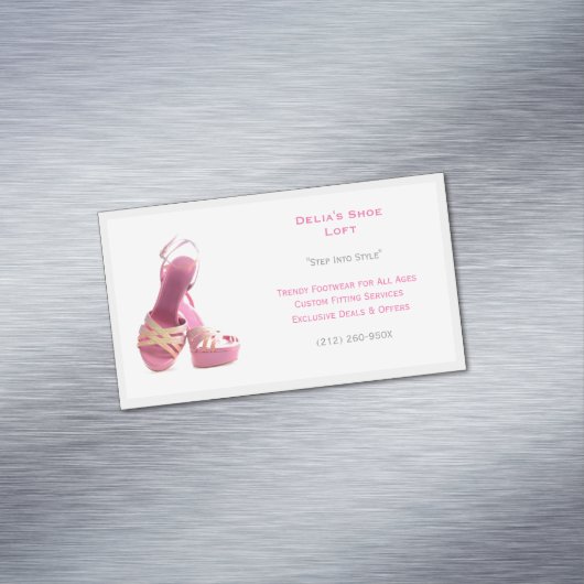 Fashion mit graurosa Frauenschuhen Magnetische Visitenkarte (Beispiel)