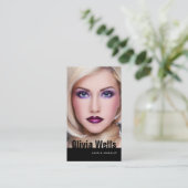 Fashion Model Foto Black QR Code Visitenkarte (Stehend Vorderseite)