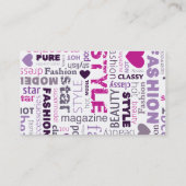 Fashion Model Style Beauty Star Business Card Visitenkarte (Rückseite)