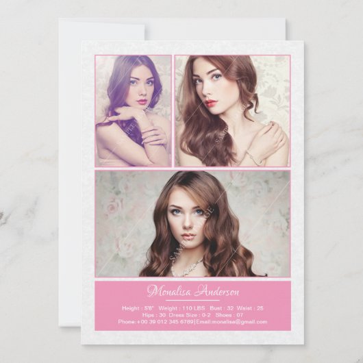 Fashion Modeling Composite Card Einladung (Rückseite)