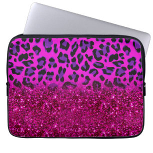 Fashion Modern Pink Purple Glitter Leopard Laptopschutzhülle