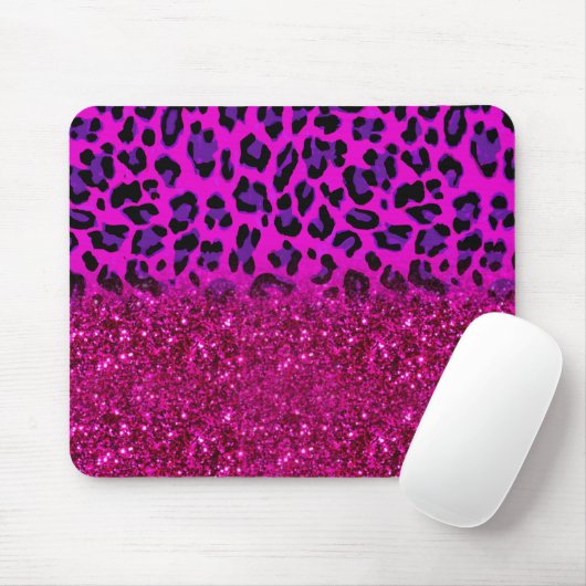 Fashion Modern Pink Purple Glitter Leopard Mousepad (Mit Mouse)